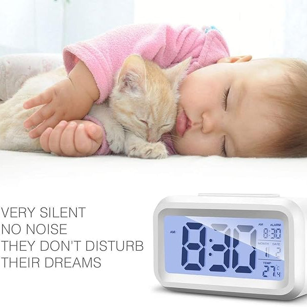 Digital LCD Alarm Clock with Temperature &amp; Date Display